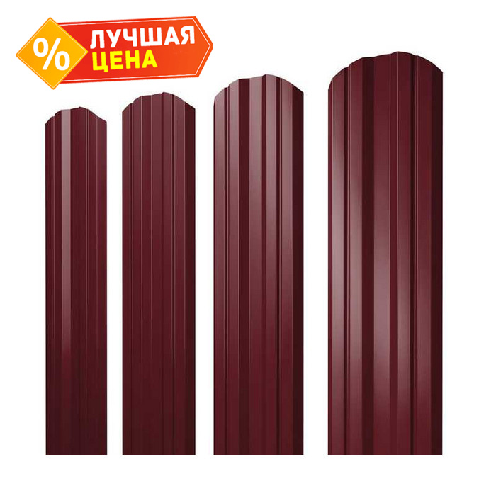 Штакетник Twin фигурный Grand Line 0,5 PurLite Matt RAL3005 Красное Вино